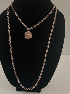 Katia Designs "Have Faith" Necklace Gold Chain Hexagon Pendant NEW